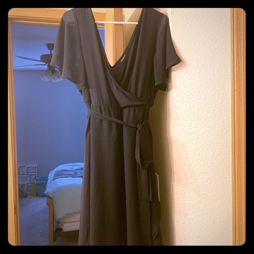 Torrid Black Chiffon Wrap Dress